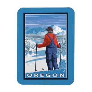 Skier Admiring- Vintage Travel Poster Magnet
