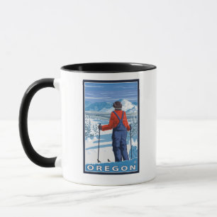Skier Admiring- Vintage Travel Poster Mug