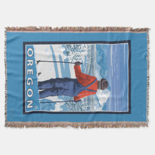Skier Admiring- Vintage Travel Poster Throw Blanket