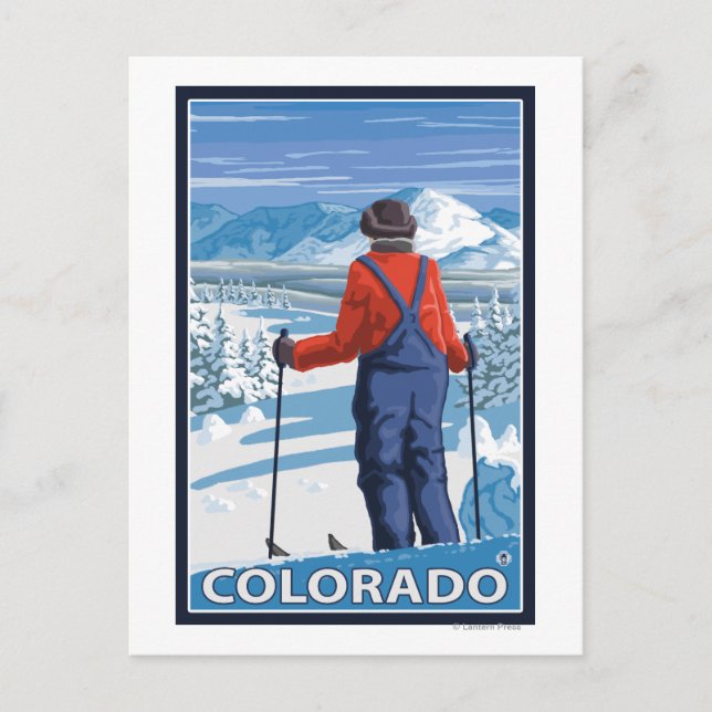 Skier AdmiringColorado Postcard (Front)