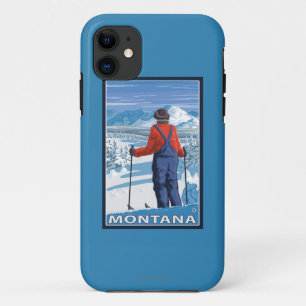 Skier AdmiringMontanaVintage Travel Poster Case-Mate iPhone Case