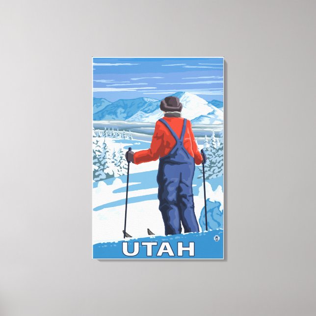 Skier AdmiringUtah Canvas Print (Front)