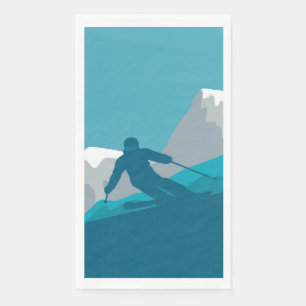 Skier Alpine Skiing Sport Ski Party Napkin