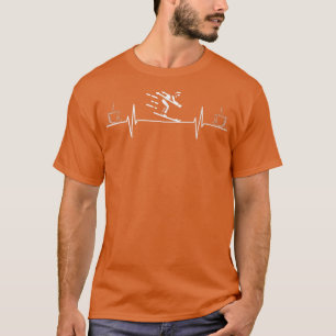 Skier And Coffee With Heartbeat Snow Winter ski  T-Shirt