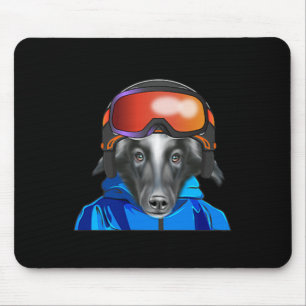 Skier Belgian Sheepdog Snowboarding Pocket Mouse Pad