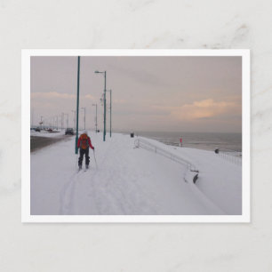 Skier by the Beach Postcard