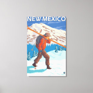 Skier Carrying SkisNew Mexico Canvas Print