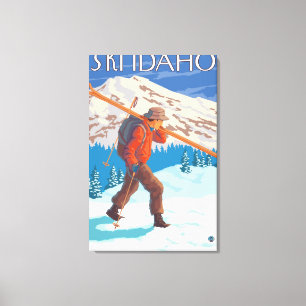 Skier Carrying Snow Skis - Idaho Canvas Print