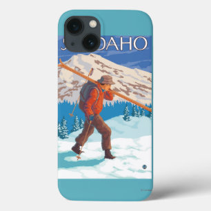 Skier Carrying Snow Skis - Idaho iPhone 13 Case