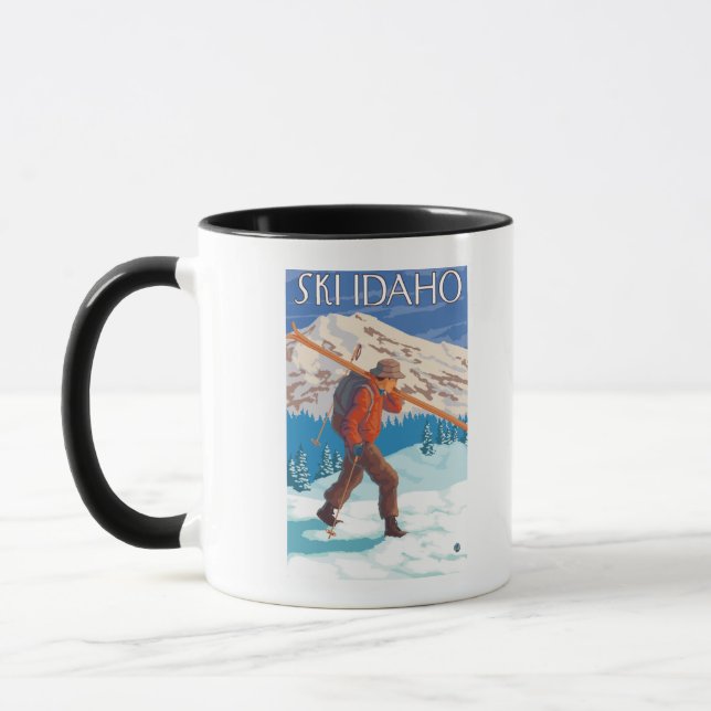 Skier Carrying Snow Skis - Idaho Mug (Left)