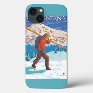 Skier Carrying Snow Skis - Montana iPhone 13 Case