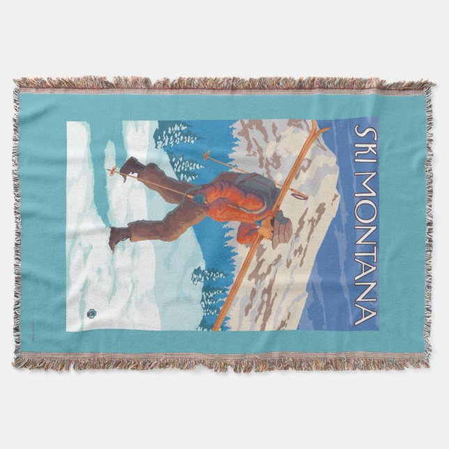Skier Carrying Snow Skis - Montana Throw Blanket (Front)