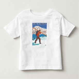 Skier Carrying Snow Skis - Montana Toddler T-Shirt