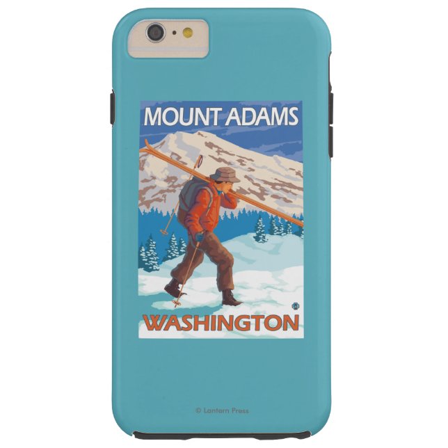 Skier Carrying Snow Skis - Mount Adams, WA Case-Mate iPhone Case (Back)