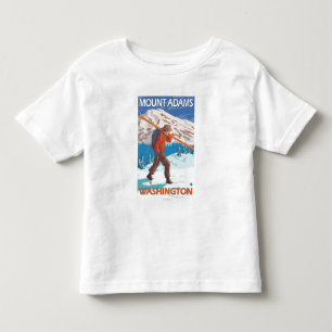 Skier Carrying Snow Skis - Mount Adams, WA Toddler T-Shirt