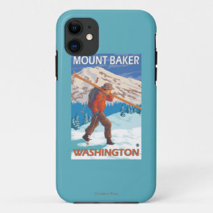 Skier Carrying Snow Skis - Mount Baker, WA iPhone 11 Case