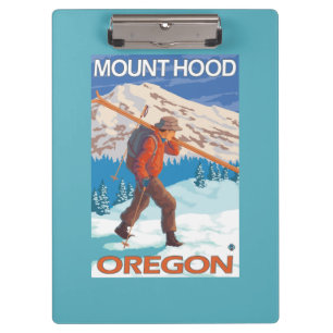 Skier Carrying Snow Skis - Mount Hood, OR Clipboard