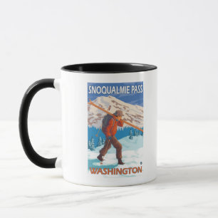 Skier Carrying Snow Skis - Snoqualmie Pass, WA Mug