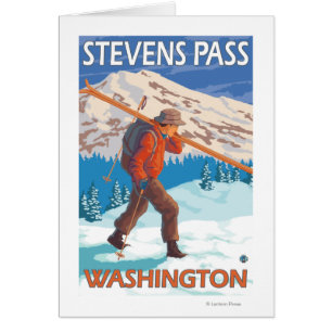 Skier Carrying Snow Skis - Stevens Pass, WA