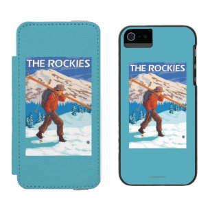 Skier Carrying Snow Skis - The Rockies Incipio Watson™ iPhone 5 Wallet Case
