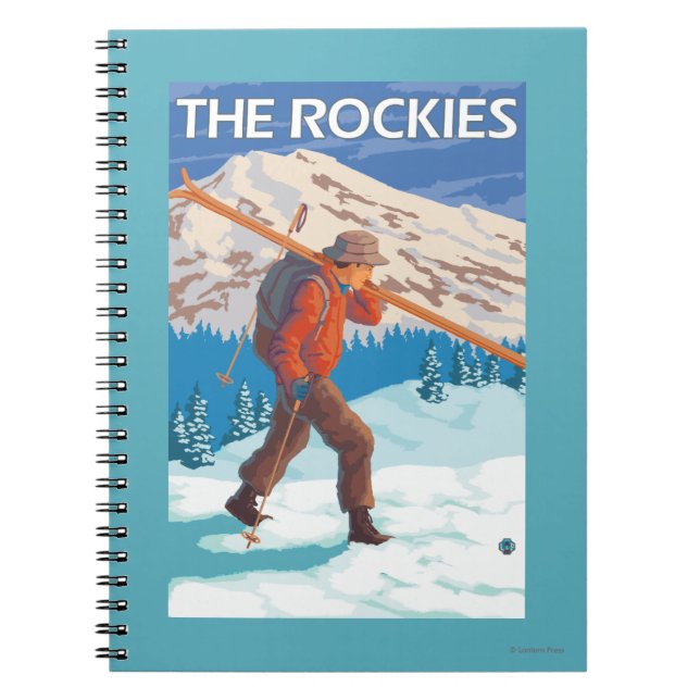 Skier Carrying Snow Skis - The Rockies Notebook (Front)