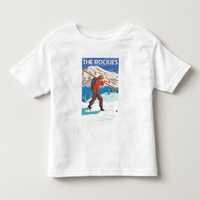 Skier Carrying Snow Skis - The Rockies Toddler T-Shirt (Front)