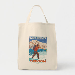 Skier Carrying Snow Skis - Timberline Lodge, OR Tote Bag