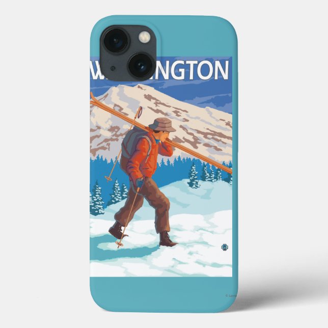 Skier Carrying Snow Skis - Washington Case-Mate iPhone Case (Back)