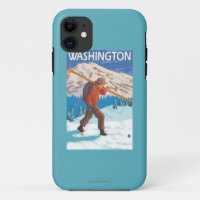 Skier Carrying Snow Skis - Washington