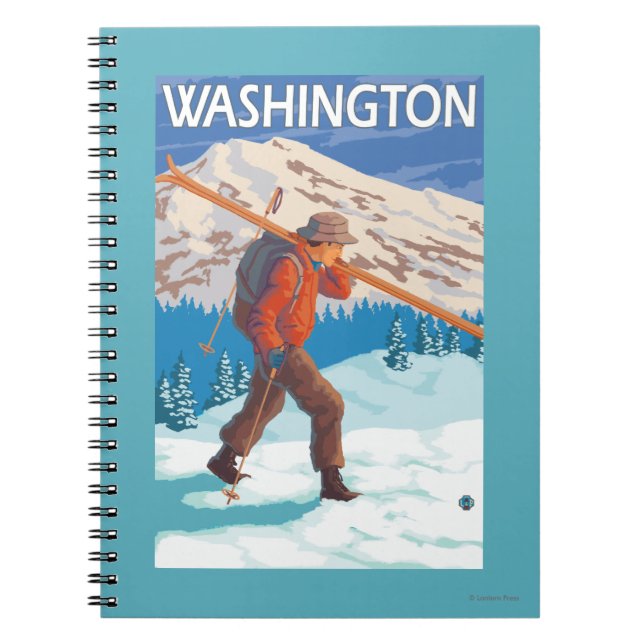 Skier Carrying Snow Skis - Washington Spiral Notebook (Front)