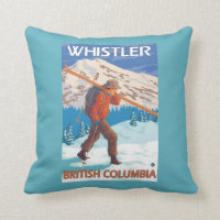 Skier Carrying Snow Skis - Whistler, BC Canada