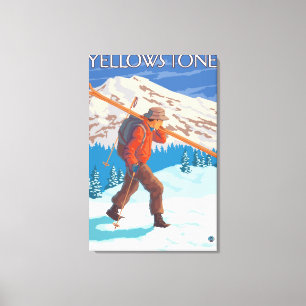 Skier Carrying Snow Skis - Yellowstone Nat'l Canvas Print