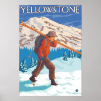 Skier Carrying Snow Skis - Yellowstone Nat'l