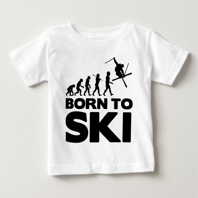 SKIER EVOLUTION BORN TO SKI 02.png Baby T-Shirt (Front)