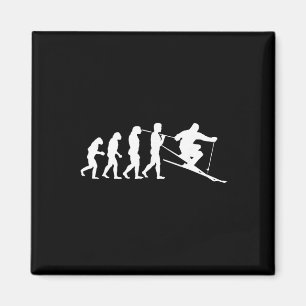 Skier Evolution Ski Skiing Gift Winter Sport  Magnet