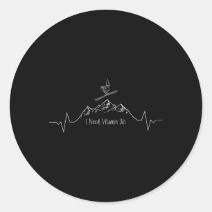 Skier Gift Skiing Fun Ski I Need Vitamin Ski Classic Round Sticker