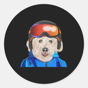 Skier Glen Of Imaal Terrier Snowboarding Pocket Classic Round Sticker