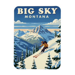 Skier in Big Sky Montana Travel Magnet