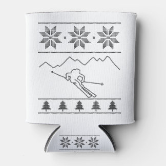 Skier - knitting pattern - Christmas - mountains Can Cooler