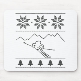 Skier - knitting pattern - Christmas - mountains Mouse Pad