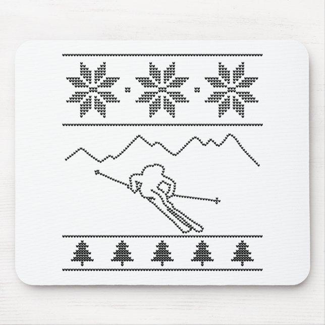 Skier - knitting pattern - Christmas - mountains Mouse Pad (Front)