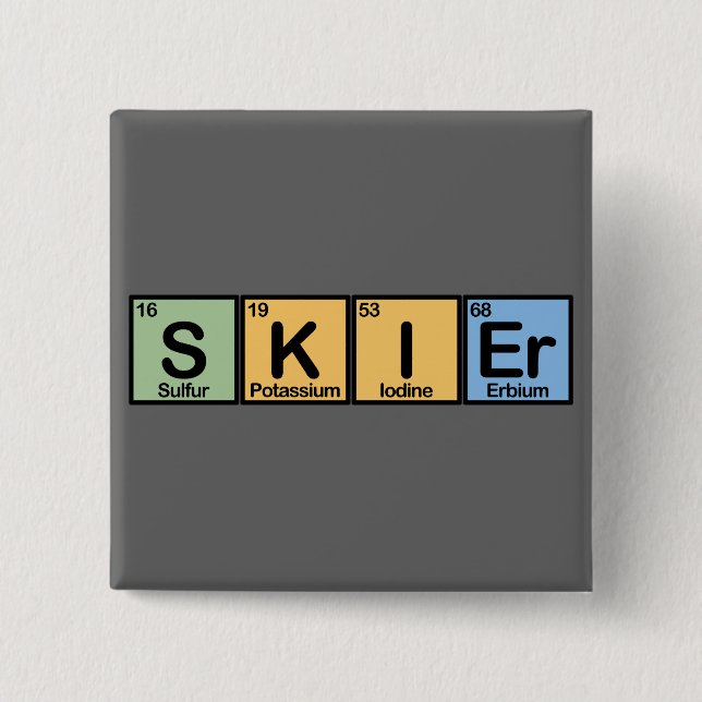 Skier made of Elements 15 Cm Square Badge (Front)
