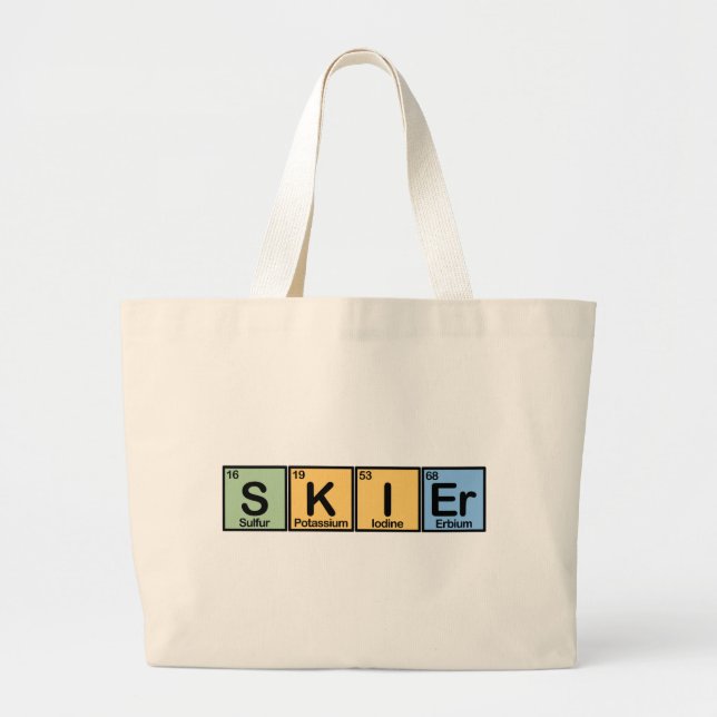 Skier made of Elements Large Tote Bag (Front)