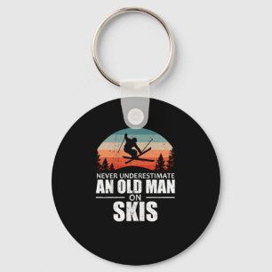 Skier Never Underestimate An Old Man On Skis Key Ring