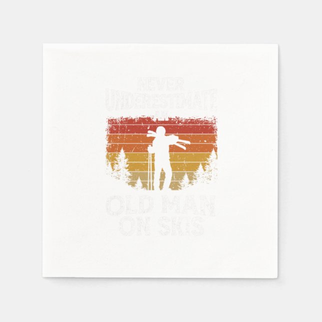 Skier Never Underestimate An Old Man On Skis Napkin (Front)