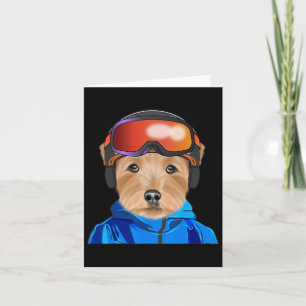 Skier Norfolk Terrier Snowboarding Dog  Card