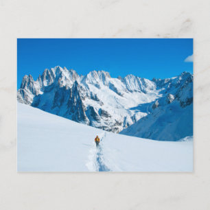 Skier on Snowy Mountain Vista Postcard