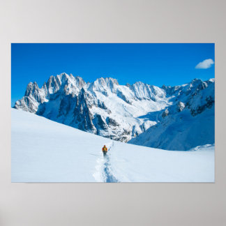 Skier on Snowy Mountain Vista Poster