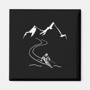 Skier Pulls Track Behind Him Through Powder Deep S Magnet