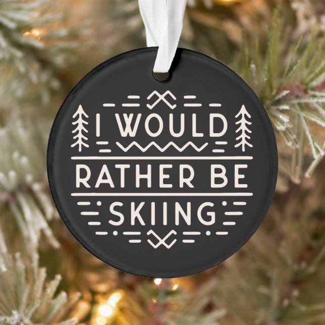 Skier quotes cross country ski quotes retro ornament (Tree)